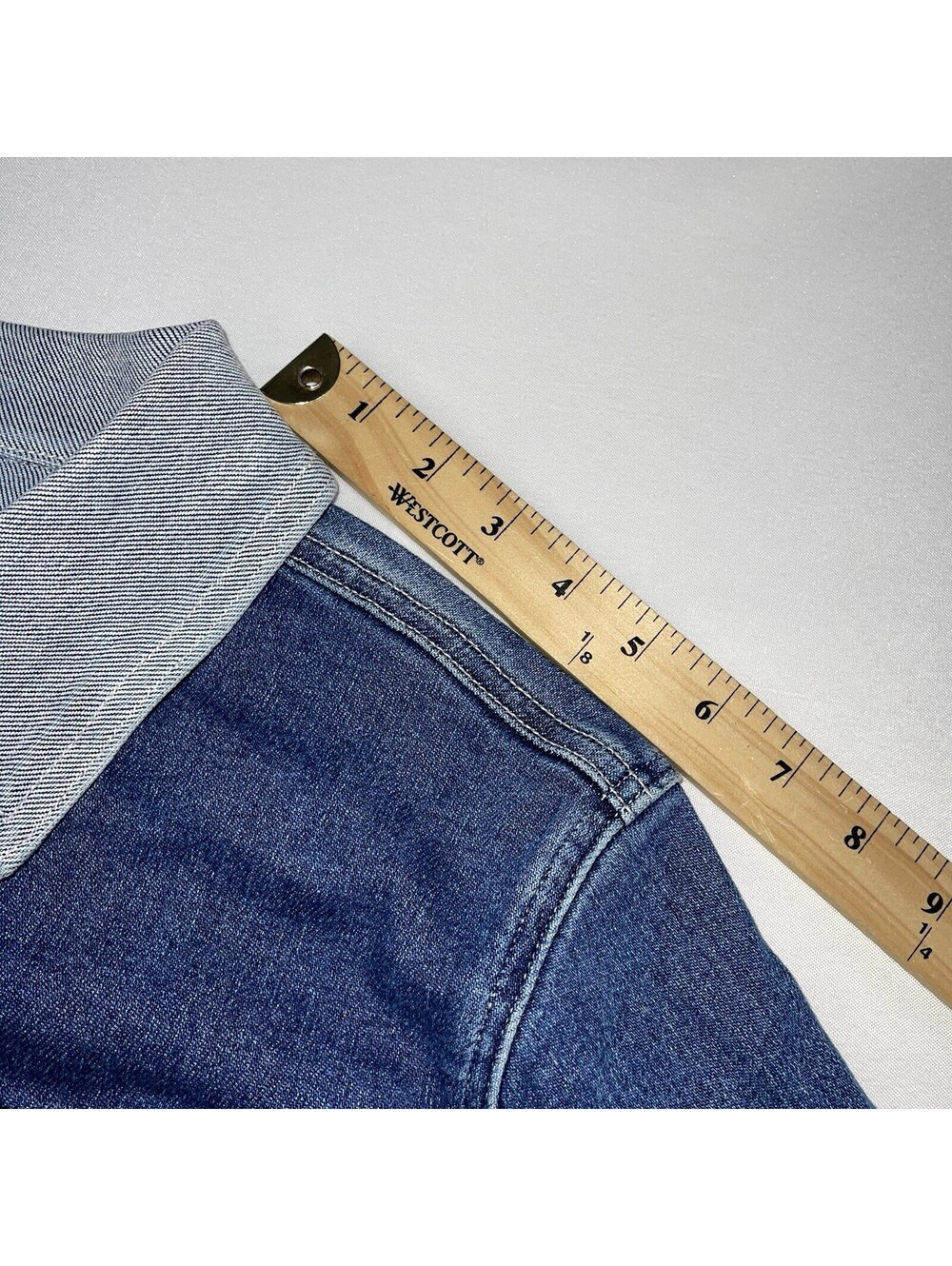Judy Blue Denim Jacket Womens Medium Blue Denim Color Block Boxy Western Cowgirl - Picture 8 of 11